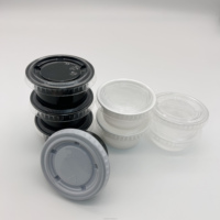 Gobelets jetables transparents noirs de 2 oz en plastique pour shots de gelée avec couvercles, gobelets doseurs en PP anti-fuite, vente en gros