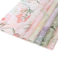 Papier d'emballage écologique recyclable pour fleurs fraîches, papier parchemin à l'encre de style peinture chinoise, emballage en pâte de paille