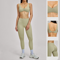 Ensemble de yoga 2 pièces pour femme avec logo personnalisé, leggings taille haute et brassière de sport, séchage rapide, respirant, tenue de sport et de fitness