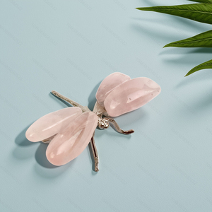 Broche libellule en cristal naturel, faite à la main, avec pierres précieuses, broche décorative en cristal, bijou cadeau pour femme - Product Image 3