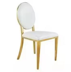 Lüks yuvarlak geri yemek sandalyesi düğün taraflar için altın paslanmaz çelik dayanıklı demir bacaklar ile otel mobilya ziyafet seti - Product Image 2