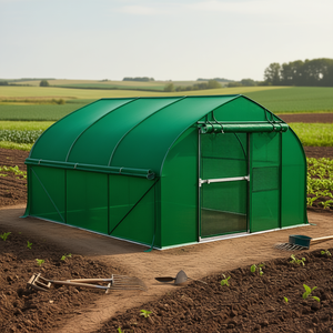 Serre Agricole Tunnel 11,5 pieds avec Arceaux en Acier, Porte en Maille, Couleur Verte, Grande Taille, Couverture en Film - Product Image 2