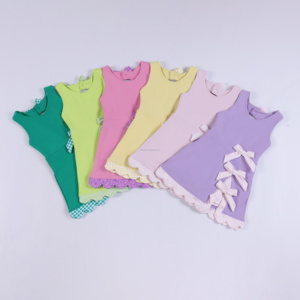 Vestido Deportivo Dulce para Niñas, Caja Misteriosa, Sin Mangas, Lazos Laterales Múltiples, Pantalones Cortos Integrados, Vestidos de Verano para Niñas - Product Image 4