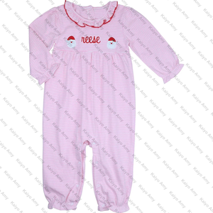 Set Due Pezzi Rosa a Righe per Bambine, Leggings con Colletto a Volant e Bordo Picot, Tutina Lunga Natalizia con Babbo Natale per Bambine - Product Image 4