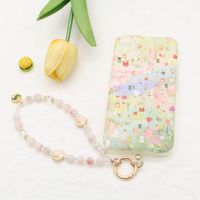 Chaîne de téléphone anti-perte en perles de verre, motifs Patte de chat et personnages animés, pierre naturelle, rose girly, breloque de téléphone, accessoire universel pour