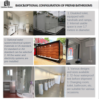 Unité de salle de bain extérieure modulaire portable en acier au design moderne personnalisé, préfabriquée, avec douche et toilettes combinées pour adultes, ventilateur d'évacuation, parcs publics
