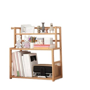Modern bamboo 3-tier <b>desktop</b> storage <b>shelf</b> for office books and documents, study stationery storage, and kitchen storage. - Product Image 5