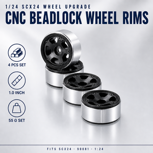 Jantes en métal renforcé 4 pièces, moyeux de roue 1,0 pouce CNC Beadlock, compatibles avec les modèles de voitures RC Crawler 1/24, pièces de rechange pour amélioration - Product Image 1