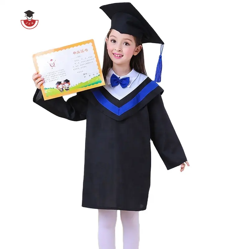 Preto atacado de jardim de infância, crianças personalizadas boné de graduação das crianças do jardim de infância crianças vestidos de graduação pré-escolar