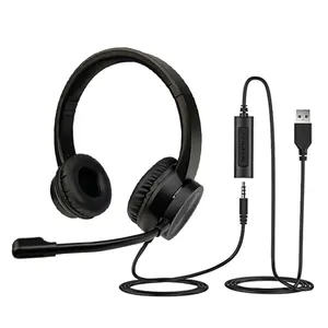 Call Center headphone with Microphone for USB and 3.5 mm plug 2 in 1 headsets