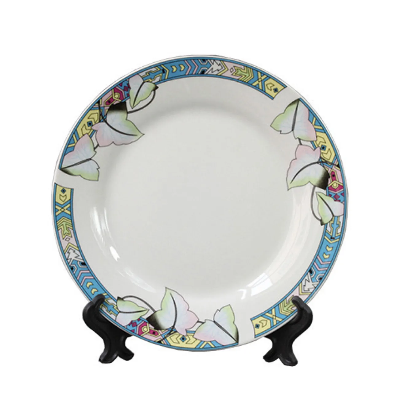 Piatto ceramico promozionale di alta qualità da 8/10 pollici con stampa a sublimazione a doppio cerchio per la decorazione domestica