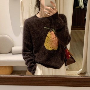 Suéter <span class=keywords><strong>Jomi</strong></span> Estilo Coreano, Marrón, Súper Hermoso, 100% Lana, Cuello Redondo, Grueso, para Mujer, Invierno 2025, Nuevo Color Degradado, Estilo Pera - Product Image 1