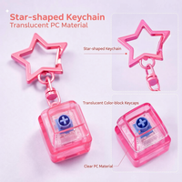 Porte-clés anti-stress unisexe en plastique avec interrupteur mécanique, capuchon de touche et lumière LED, modèle Single Star