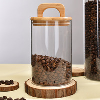 Conteneur en verre pour grains de café de luxe moderne, grand format, hermétique, en verre borosilicate, avec couvercle cylindrique, pot de stockage alimentaire avec couvercle pour la cuisine