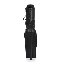 Bottines à lacets en PVC/PU noir mat, talon épais, rehaussant la taille, mode, pole dance, classiques, imperméables, résistantes à l'usure