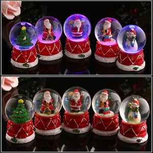 Bola kristal Mini bercahaya anak-anak hadiah Natal bola Plexigla perlengkapan dekorasi hadiah Natal bola bercahaya