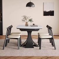Table à manger pliante télescopique en bois massif de style minimaliste moderne, plateau en bois d'hévéa, ensemble de salle à manger écologique pour 6 personnes
