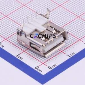 U-A-24DD-Y-5 USB Connector Bent Lead Through Hole Connector Type-A USB 2.0 Female Right Angle Insert - Product Image 1