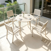 Ensemble de salle à manger extérieur en aluminium de qualité commerciale avec table extensible et chaises empilables pour hôtel, villa, terrasse de café