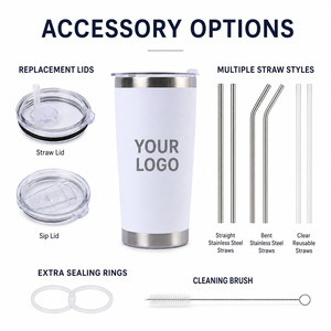 Custom Logo 20oz Double Wall Vacuum Insulated Car Tumbler 304 Stainless Steel Travel Mug With Straw For <b>Hot</b> And Cold Beverages - Product Image 5