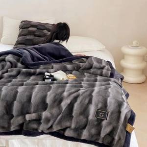 <span class=keywords><strong>Plaid</strong></span> jette de luxe épais hiver plaine couleur unie flanelle <span class=keywords><strong>polaire</strong></span> couverture - Product Image 2