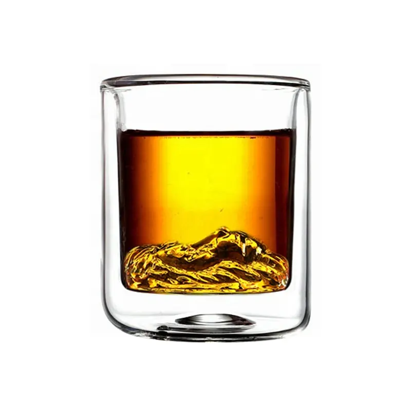 Créatif lion tête double verre à cocktail, clair chope de bière en verre