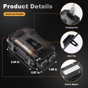 Cao <span class=keywords><strong>lumens</strong></span> 800lm USB-C có thể sạc lại túi đèn pin với Clip 8 chế độ stvono Mini EDC đèn pin từ Keychain đèn pin - Product Image 2