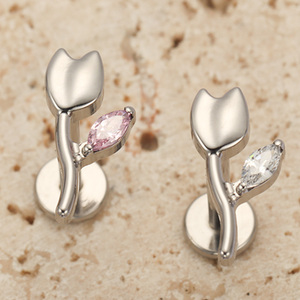 <span class=keywords><strong>VIEN</strong></span> Jewellery ZPO-093 G23 Joyería de Titanio de Moda para Piercings, Flor de Rosa con Circonita Cúbica, Piercing para Labio, Hélix, Oreja y Cuerpo - Product Image 5