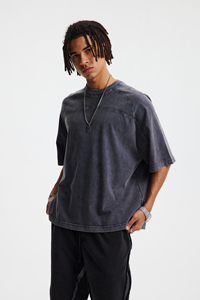 Nặng trọng lượng cổ điển t Áo sơ mi rửa bông màu đen áo thun màu đen quá khổ axit rửa kỹ thuật số in ấn đồ họa áo phông - Product Image 5