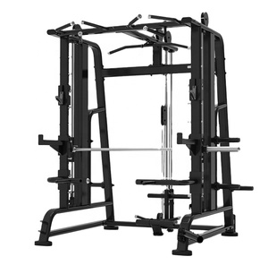 VIGFIT Barre d'entraînement multifonctionnelle en acier, rack pour haltères, salle de sport, musculation, fitness, utilisation commerciale, machine <span class=keywords><strong>Smith</strong></span>, noir mat/rouge - Product Image 1
