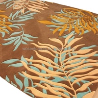 Tapis en laine à poils hauts fait à la main personnalisé de luxe avec motif floral moderne de pile de boucle pour la décoration de la chambre