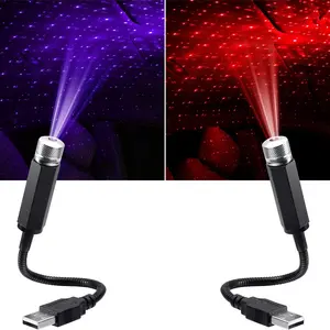 Lampu Laser Interior Mobil, Dekorasi Interior Cahaya Bintang LED Suasana Proyektor USB Dekorasi Otomatis