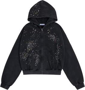 <span class=keywords><strong>Felpe</strong></span> con cappuccio stile Hip Hop Streetwear da uomo Vintage in strass <span class=keywords><strong>Y2K</strong></span> con cappuccio - Product Image 3