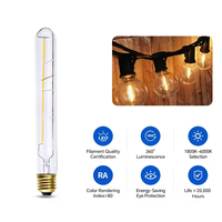 Ampoule LED décorative vintage T30 300 Edison à filament droit rétro, CRI élevé 80, blanc chaud 3500K, 4W, culot E27/E26/B22