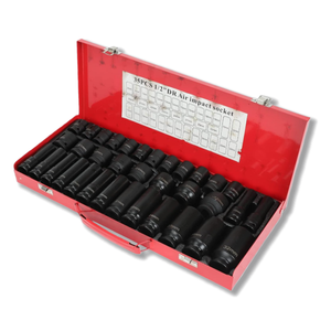Jeu de douilles à chocs robustes de 35 pièces, entraînement 1/2 pouce, douilles profondes métriques 8-32 mm, coffret portable |   Pour la réparation de camions et de véhicules automobiles - Product Image 2