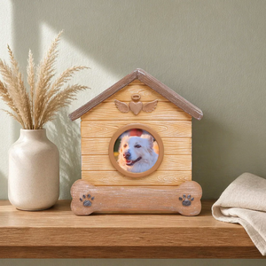Kotak Kenangan Berbentuk Rumah Hewan Peliharaan dengan Bingkai Foto Versi Anjing dan Kucing, Kotak Penyimpanan Kenangan Sayap Malaikat Resin. - Product Image 2