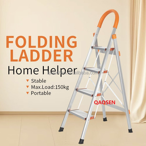 Escada de dobramento de alumínio alaranjado 2 etapas do projeto moderno industrial do agregado familiar Stair Home Warehouse uso carga máxima 150Kgs - Product Image 2