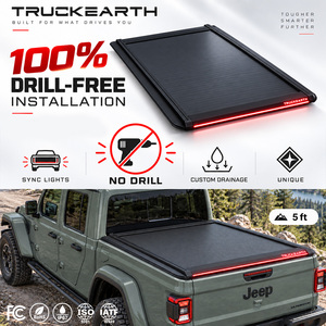 Couverture de benne rigide rétractable à LED pour Jeep Gladiator Crew Cab, pour benne de 5 pieds, en alliage d'aluminium - Product Image 1