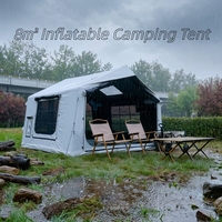 Grand abri familial portable imperméable avec auvent, installation facile, cabane pour les voyages et les pique-niques, tente de camping gonflable pour 2-3 personnes