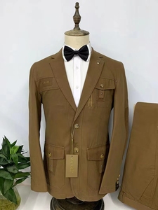 Il popolare vestito da uomo in cotone a due pezzi africano <span class=keywords><strong>pantaloni</strong></span> da uomo Casual <span class=keywords><strong>Beige</strong></span> kaki - Product Image 4