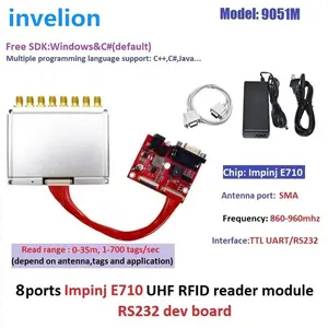Long Range 1-35M UHF RFID Reader Module RS232 8ports Impinj E710 Chip For Sports Timing Solution