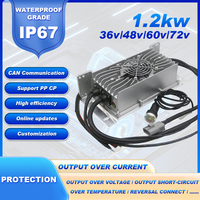 Chargeur embarqué pour véhicules électriques, voiturettes de golf, scooters, batteries standard, sortie 48V, étanche IP67, CAN-Bus, 90-265VAC, 1.2KW, 93% de rendement