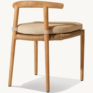 Chaise d'appoint en teck de style minimaliste pour l'extérieur, avec structure en bois massif et assise en corde tressée - Product Image 5