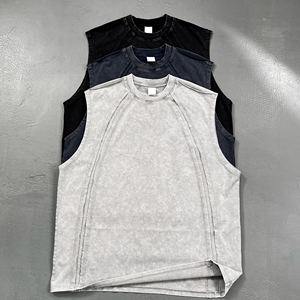 275G Batik Patchwork Raw Edge Vest Vintage Lavé et Teint pour le Style Streetwear Européen-Américain - Product Image 1