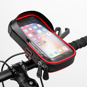 Sac de guidon de vélo avec étui pour téléphone tactile, compact, rouge, noir, bleu, 4501, pochette de rangement pour vélo de montagne - Product Image 1