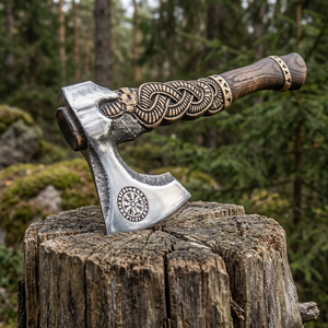 Brand New OEM Custom Made DIY Industrial Grade Damascus Steel Flat Backed Tomahawk <b>Axe</b> Hatchet Rose Wood <b>Handle</b> Camping Hunting - Product Image 3