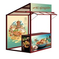 Kiosque mobile carré HLX sur roues, amovible, personnalisé, pour exposition extérieure, stand commercial, chariot alimentaire pour marché, festival, événements