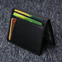 Portefeuille fin pour homme en cuir PU minimaliste personnalisé avec motif lettres, porte-cartes, porte-monnaie, vente en gros OEM
