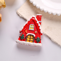 Aimants de réfrigérateur en résine peints à la main pour Noël avec effet pailleté et neige, décorations 3D assorties Père Noël, bonhomme de neige, maison, arbre