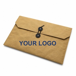 Funda para Portátil Lavable, Sobre de Papel Kraft con Solapa, Cierre de Cordón y Botón, 37x26cm, Logotipo Personalizado Impreso en Serigrafía, Regalo Corporativo - Product Image 5